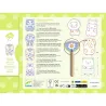 Verso de la pochette du Coloriages à révéler "Animaux sauvages" DJECO 0062, fond vert à pâtes et dessins d’animaux à colorier avec crayon.