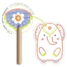 Coloriage à révéler "Animaux sauvages" DJECO 0062 : éléphant colorié avec crayon et motif révélateur sur fond blanc.