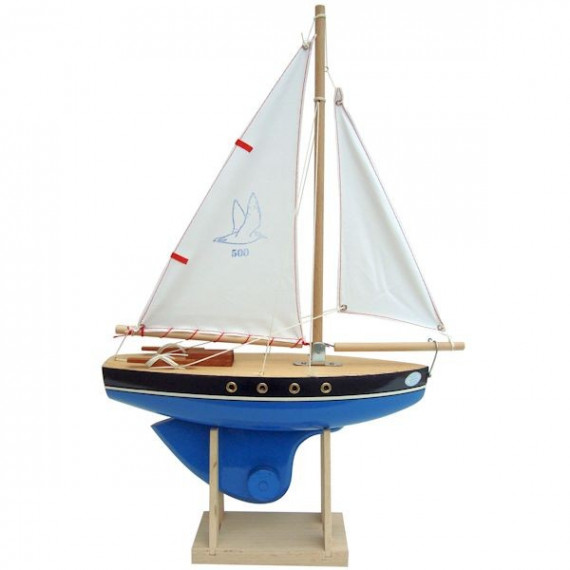 Voilier Tirot 500 coque bleue voile blanche 30 cm Voilier Tirot 500 coque bleue voile blanche 30 cm