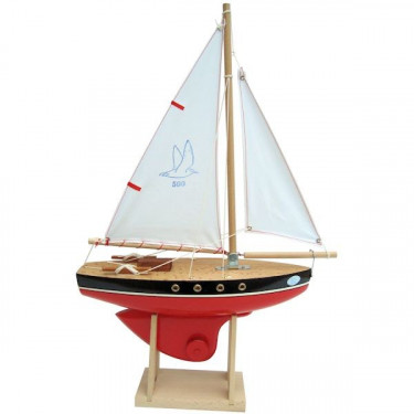Voilier Tirot 500 coque rouge voile blanche 30 cm