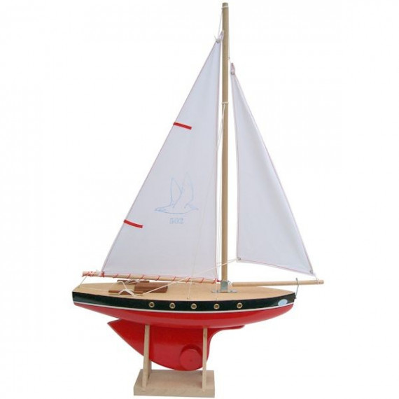 Voilier Tirot 502 coque rouge voile blanche 40cm Voilier Tirot 502 coque rouge voile blanche 40cm