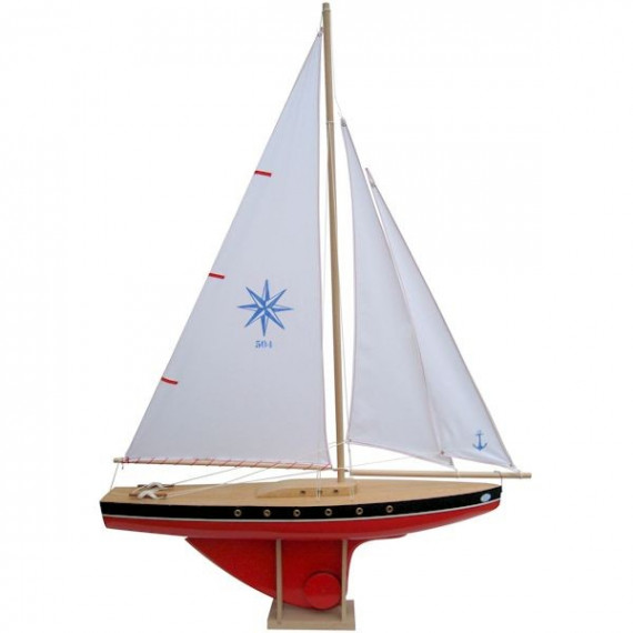 Voilier Tirot 504 coque rouge voile blanche 64cm