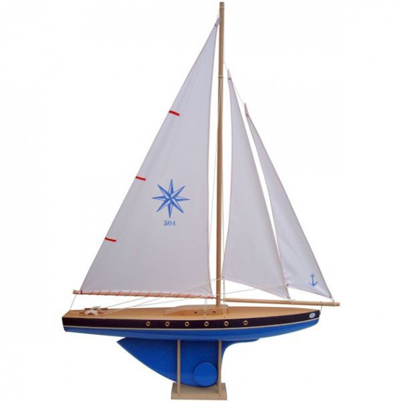 Voilier Tirot 504 coque bleue voile blanche 64cm Voilier Tirot 504 coque bleue voile blanche 64cm