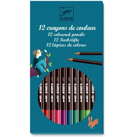 12 crayons aquarellables classique - loisirs créatifs - Djeco 